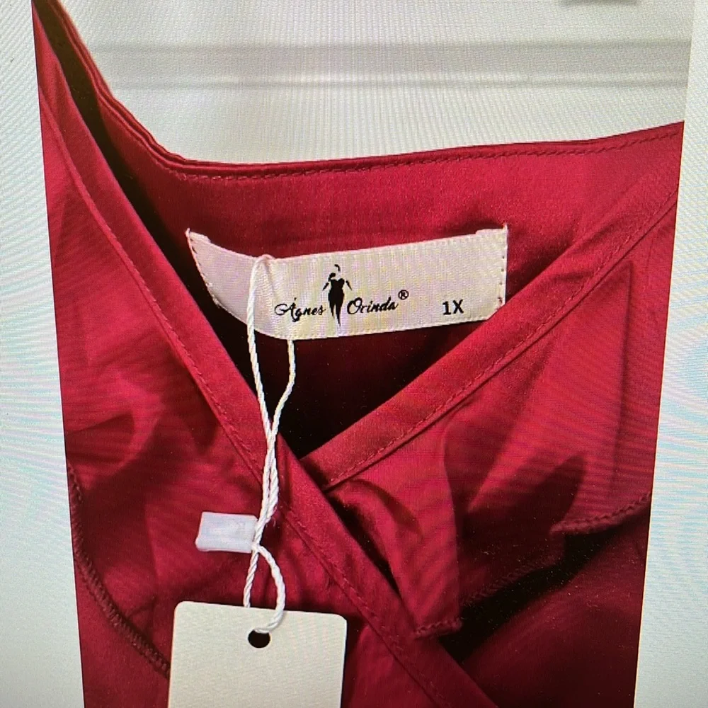 Agnes Orinda Women's 1X Satin Ruffle Trim Sleeveless Pleated Soft Nightgown NWT - Picture 6 of 9